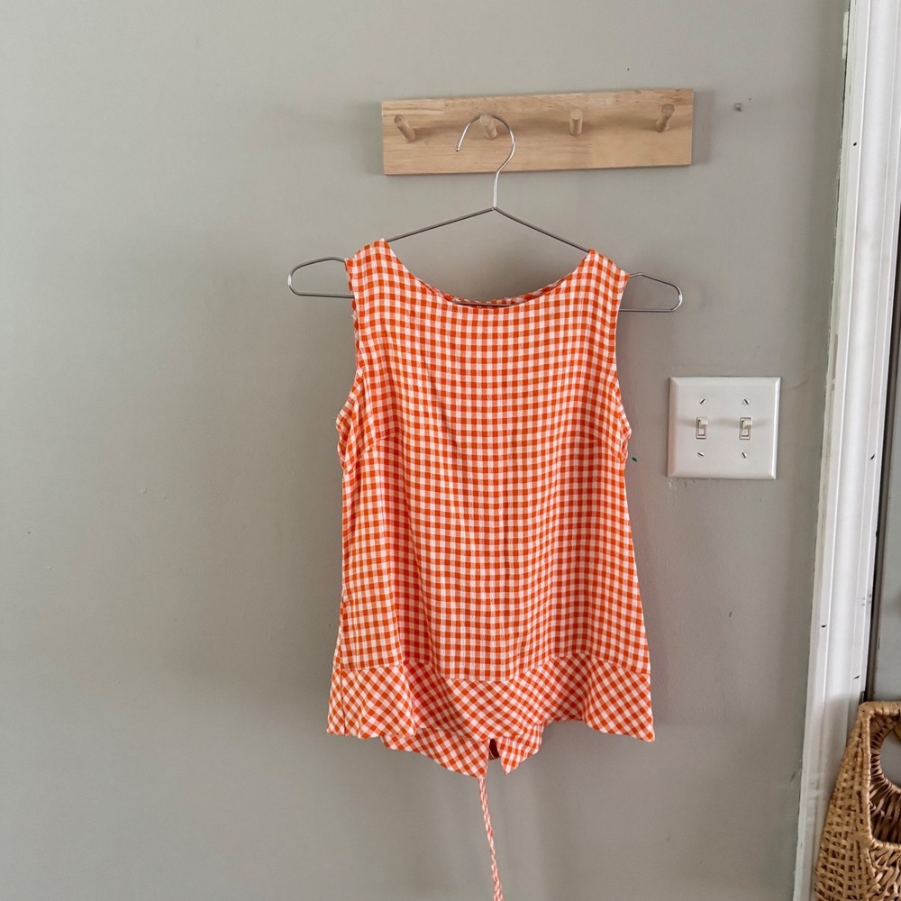 vintage orange gingham top